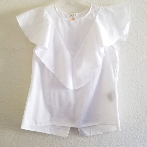 Golden Goose Isabella White Floral Print Jacquard Ruffled Top Size L Lar… - Picture 3 of 14